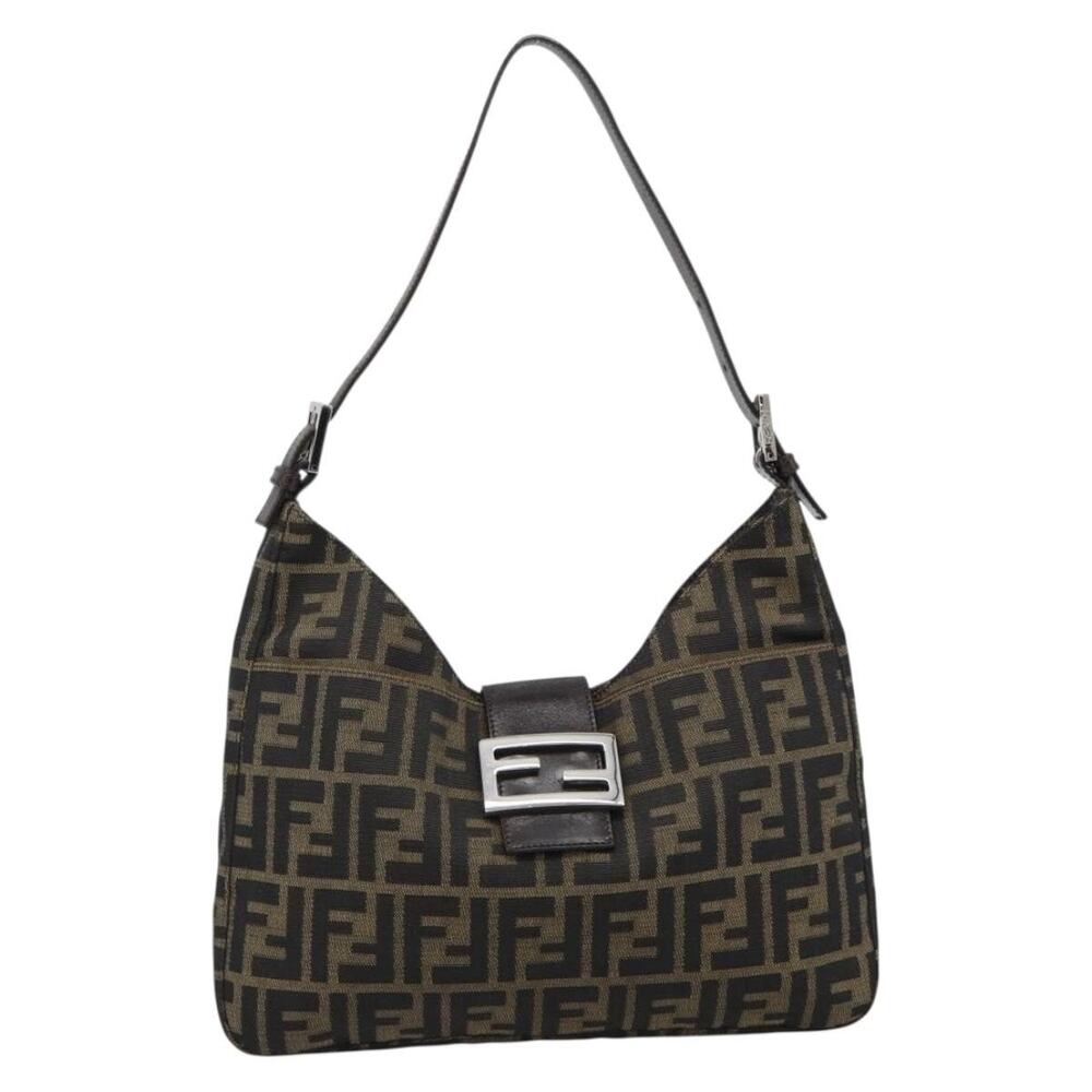 Fendi Zucca Mamma Baguette Shoulder Bag Black
